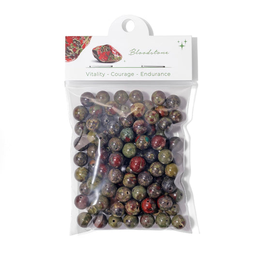 Raicegs 100pcs 8mm Bloodstone Beads Natural Gemstone Beads Round Loose Beads for Jewelry Making DIY Bracelets Necklace