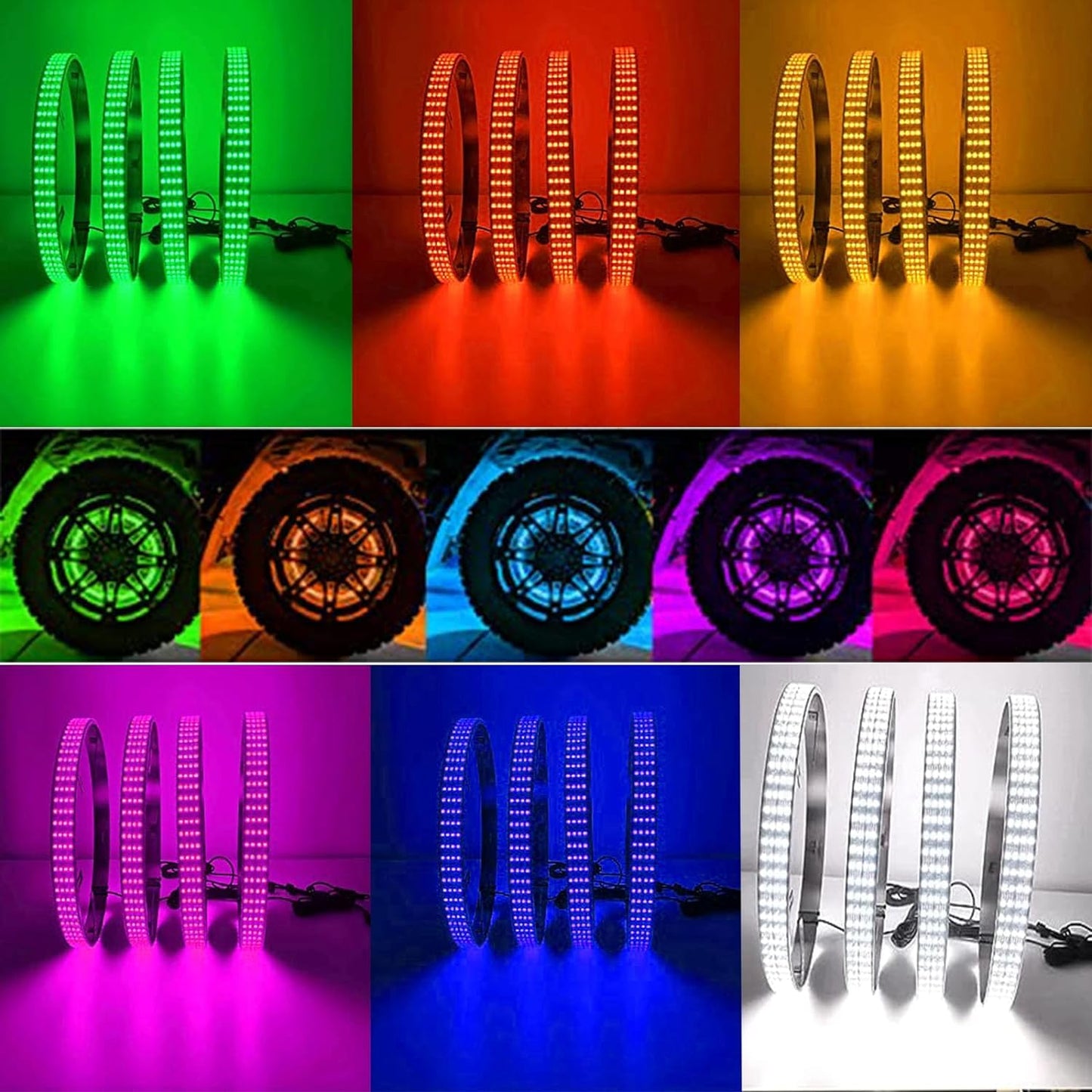 JXOFROAD 15.5'' RGB Color Changing Wheel Lights, Quad Rows 1152LEDs Brightest LED Wheel Lights,16 Million Colors APP Control,Waterproof Multicolor Wheel Ring for Truck Cat SUV Pickup Off-Road(4 PCs)