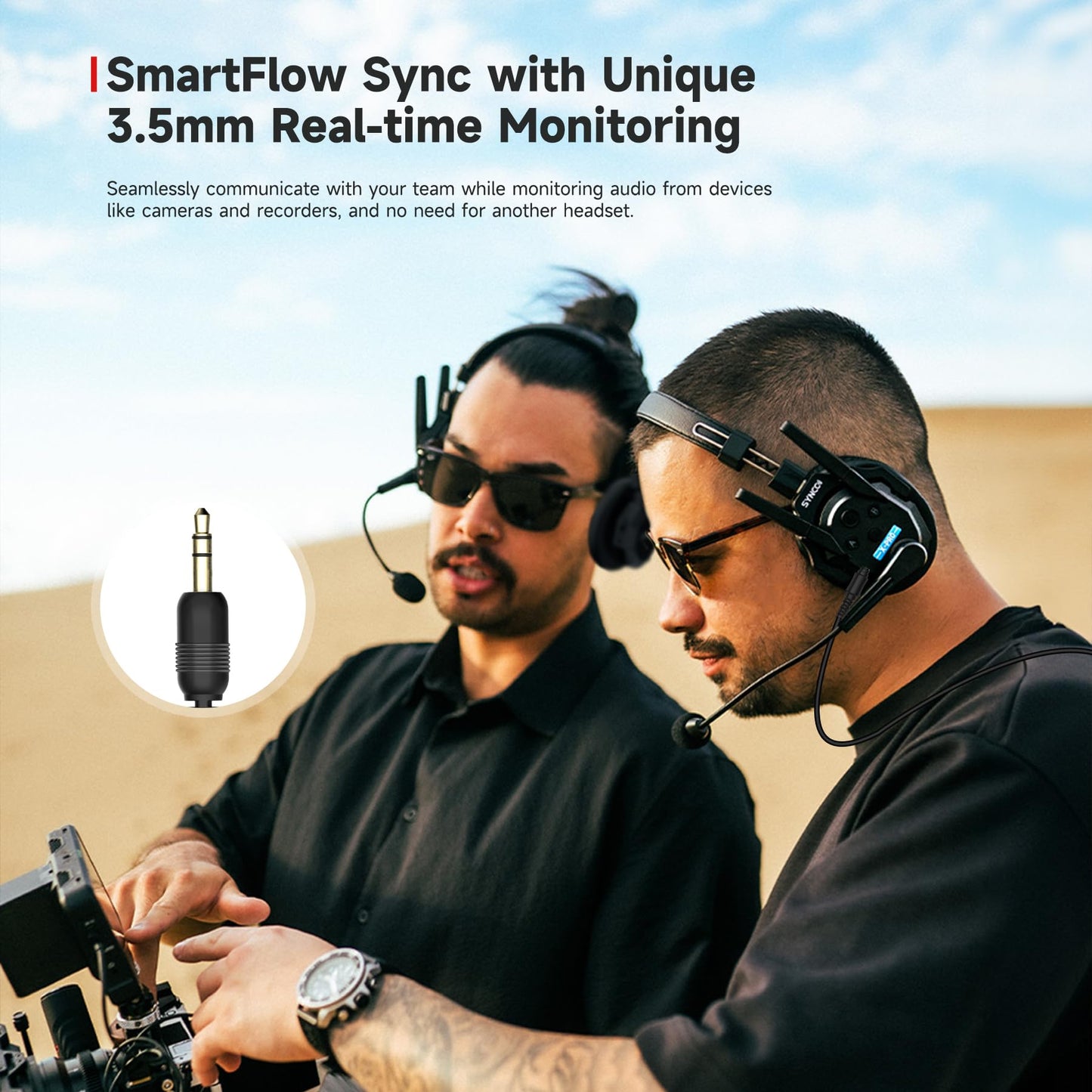 SYNCO Xtalk Xmax1 Wireless Intercom Headset System Dual-Ear, Team Communication Headset 2.4GHz 1640 feet 500 Meters Long Distance Noise Reduction for Live Show Stage Performance Movie Shoot