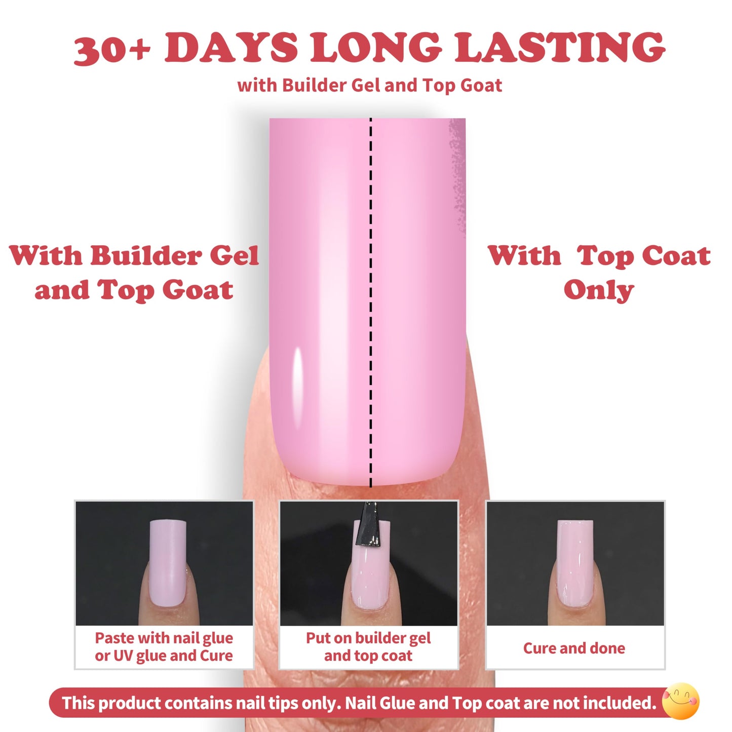 MUTIOVO Medium Square Nail Tips -180Pcs Solid Pure Color PINK Soft Gel Fake Nails, Straight Full Cover Press on Nails, Pre-buffed Matte White Artificial Nails for Professional Salon & Home DIY