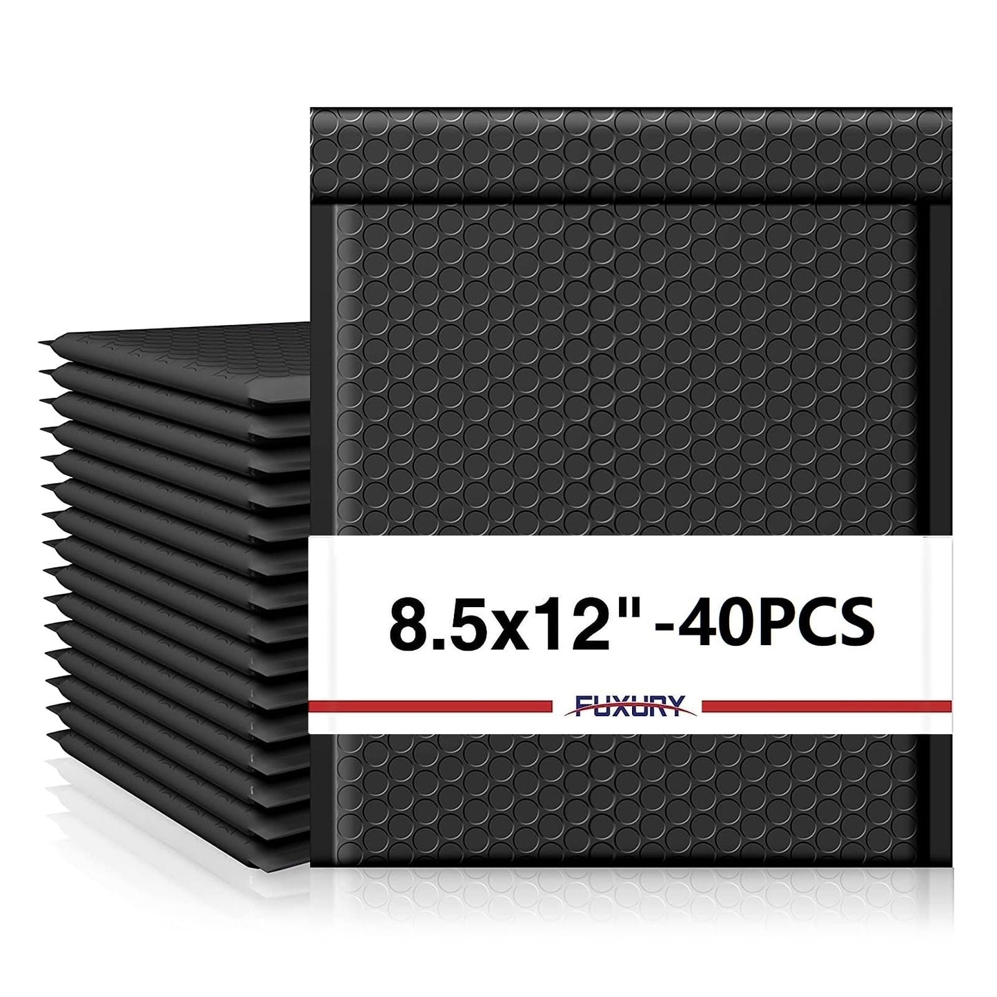 Fuxury Black Bubble Mailers 8.5x12" 40 Pack Medium Padded Envelopes Opaque #2 Bubble Mailer Usable Size 8.5x11" Thick Padded Mailers for Small Business Mailing Books Clothes Makeup Supplies