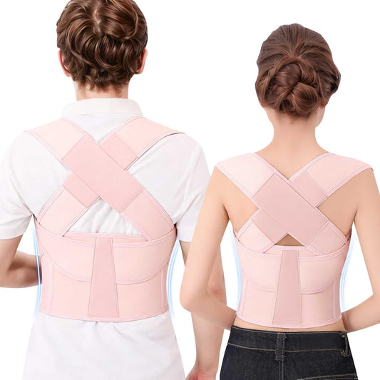 Cmipeob Posture Corrector for Women and Men Plus Size Full Back Support Brace Straightener Scoliosis Spine Upper Back Pain Relief Adjustable Shoulder Instant Posture Corrector with Hunchback (Pink, Medium)