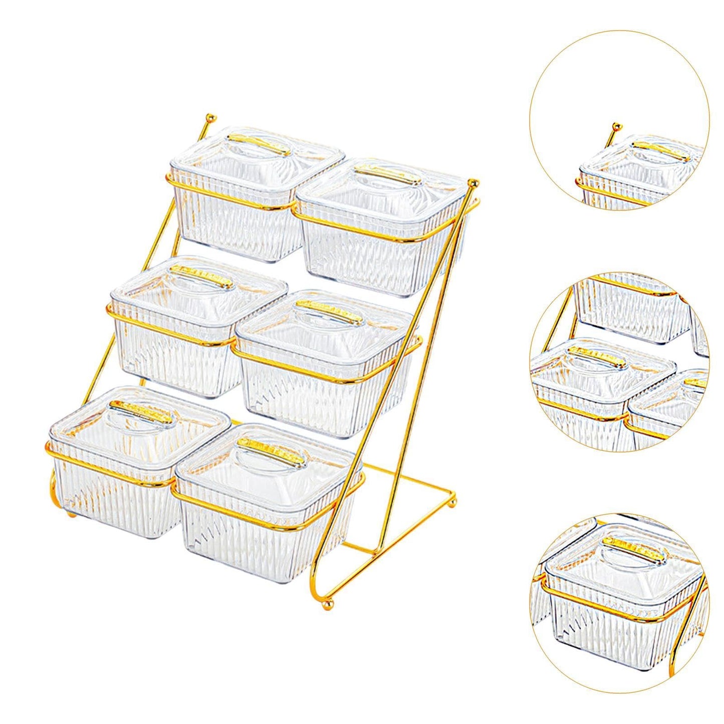 Bothyi 3 Tier Serving Bowls Nut and Candy Serving Tray Decoration Platter with Lid and Metal Rack Food Display Dish for Party Family, transparent