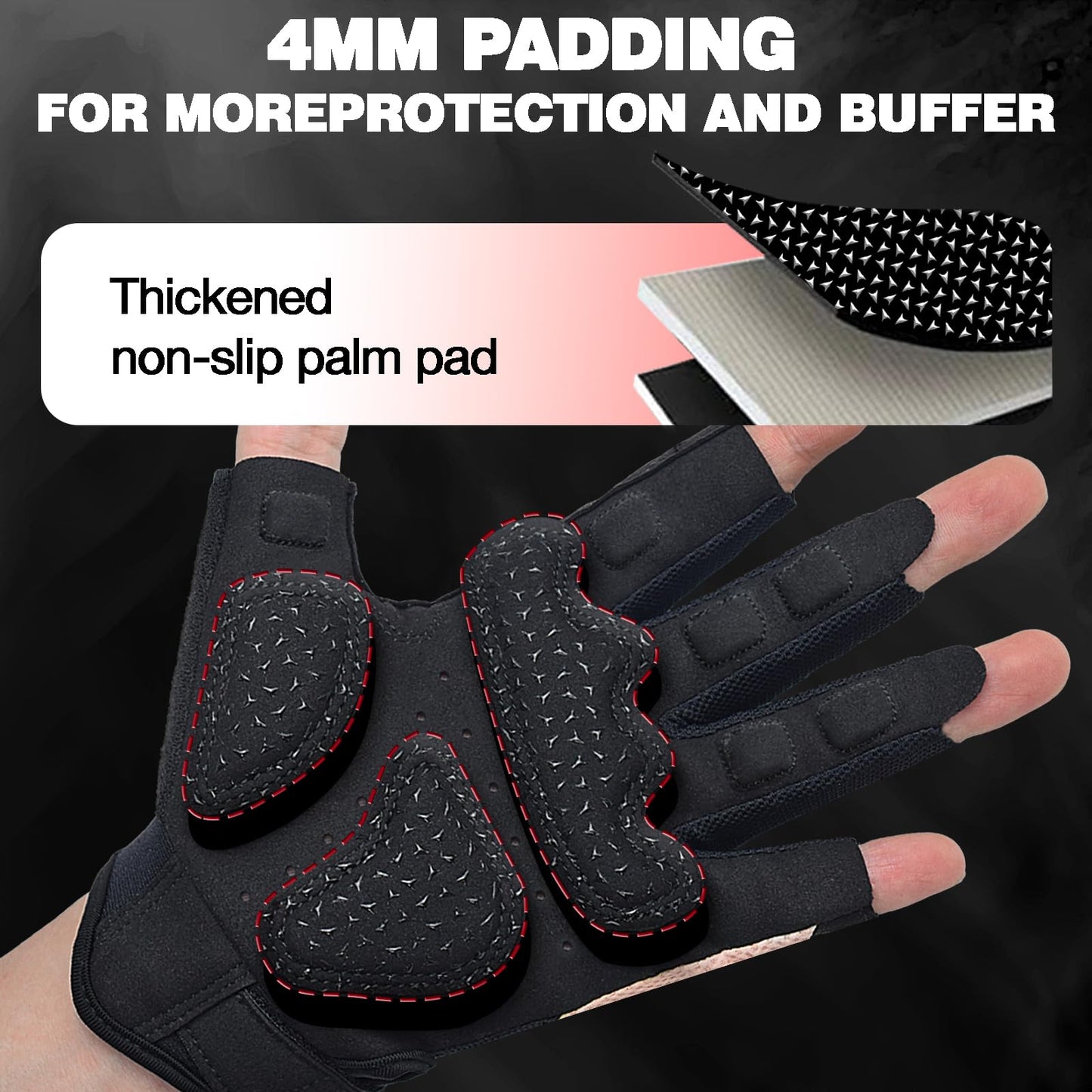 Seektop Breathable Workout Gloves for Women & Men, Thick Padded Weight Lifting Gloves, Full Palm Protection, Excellent Grip for Gym Fitness and Training, Exercise, Cycling