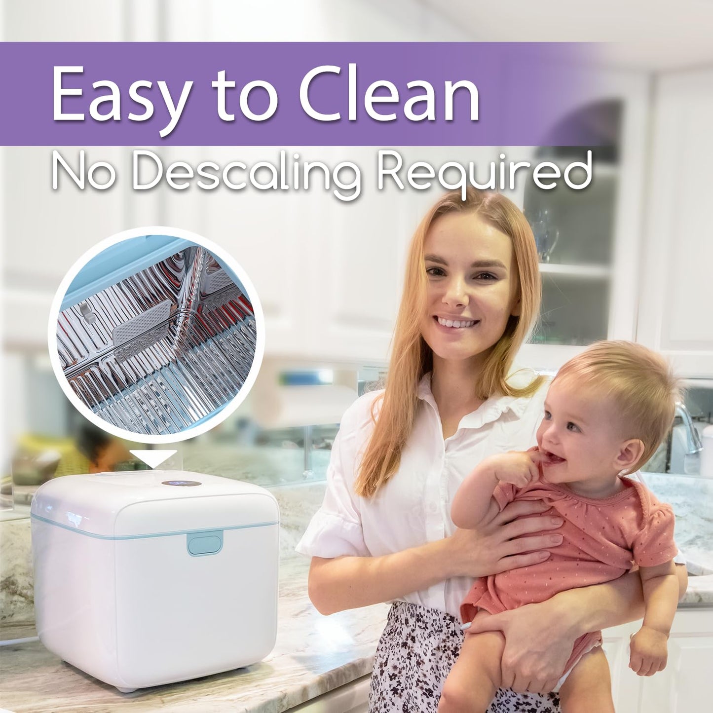 Papablic 4-in-1 UV Light Sanitizer and Dryer, Large Capacity UV-C Cleaner Sanitizing Box with Dual Lamps, for Baby & Whole Family Use, Touch Control