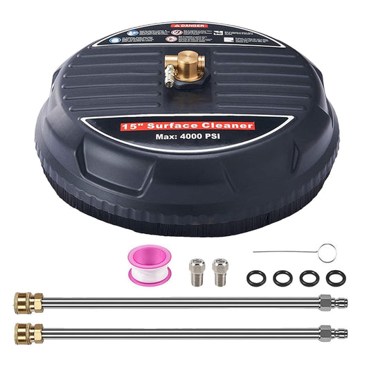 Pressure Washer Floor Scrubber - Pressure Washer Surface Cleaner, Pressure Washer Attachment | 15 Inch Heavy Duty Concrete Cleaner/Patio Surface Cleaner with Hard Bristles, Powerful