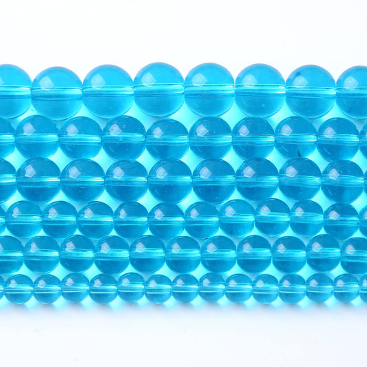 6MM 63PCS Light Blue Glass Spacer Loose Beads for Jewelry Making DIY Bracelet Necklace