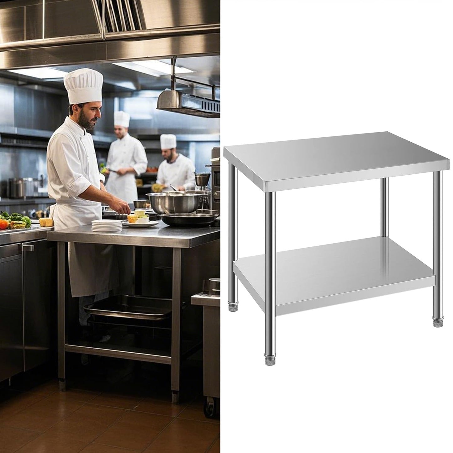 HXCFYP NSF Stainless Steel Table for Prep & Work 36 x 24 Inches,Commercial Heavy Duty Food Prep Worktable with Undershelf for Restaurant, Home and Hotel