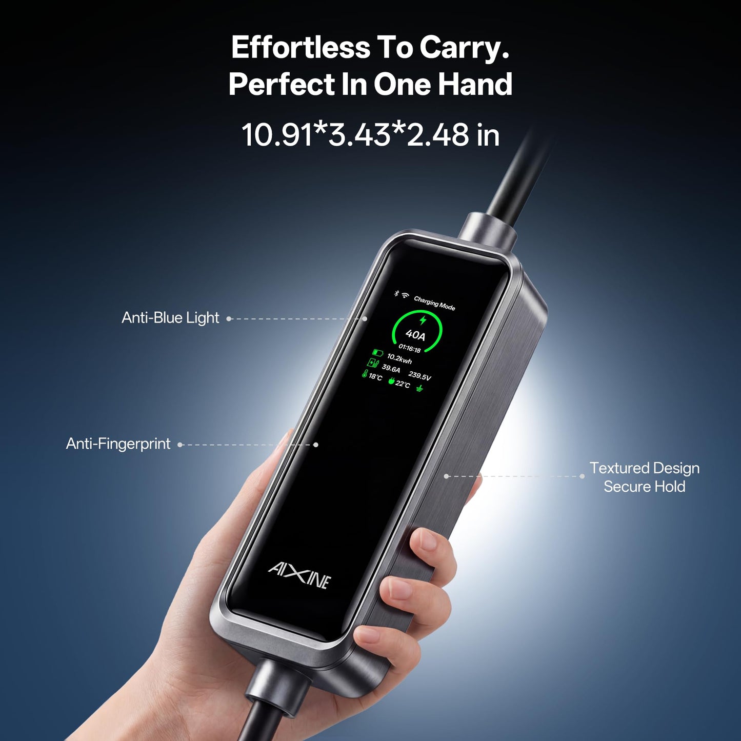 AIXINE Level 2 EV Charger,Tesla EV Charger NACS 40A with 25FT Extension Cord Cable,Enhanced WiFi Smart App,240V NEMA 14-50 Plug Compatible with All Tesla Models X/Y/3/S,UL,ETL,FCC Certified