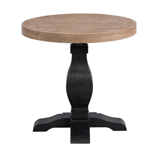 Martin Svensson Home Napa Solid Wood Pedestal End Table, Black and Driftwood