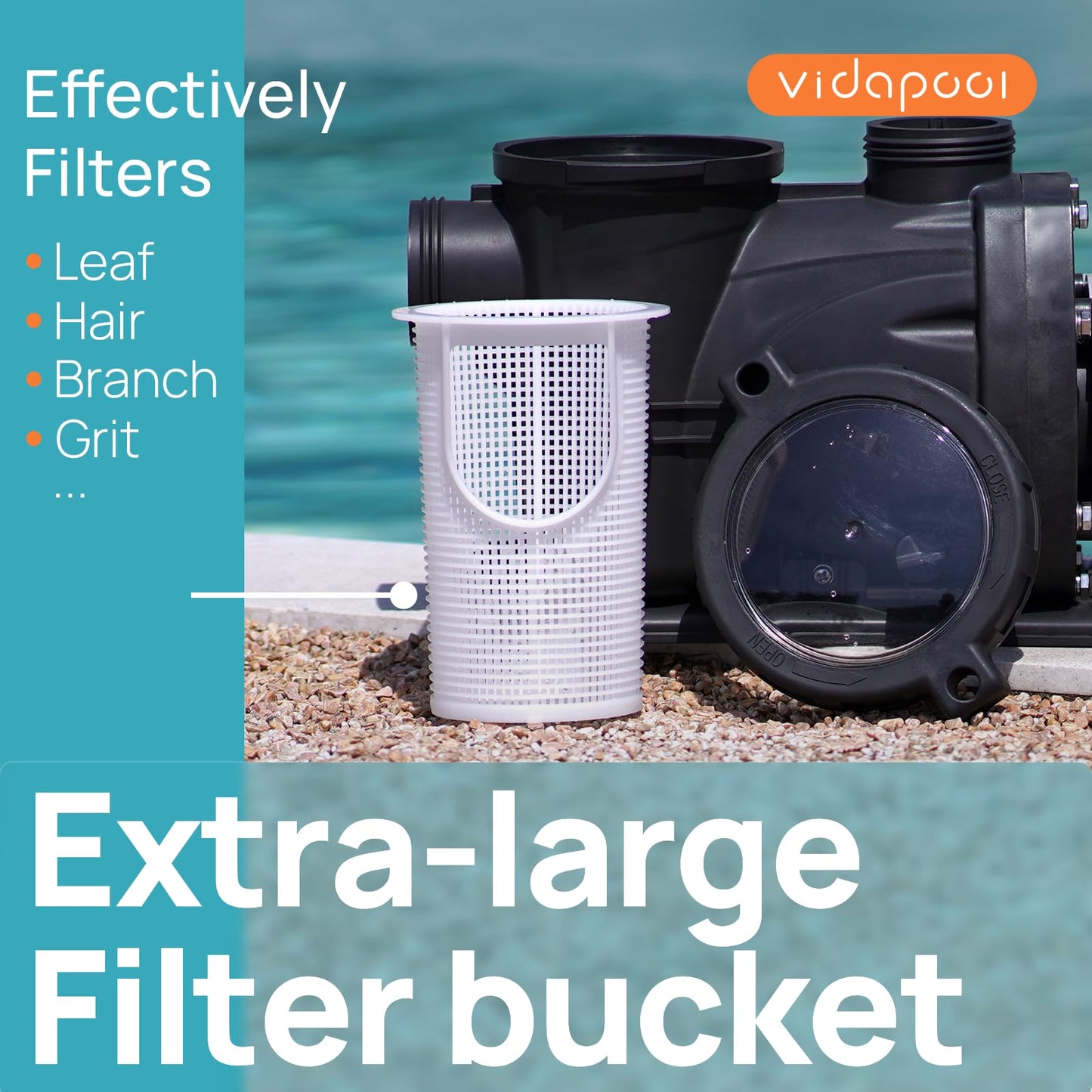 VIDAPOOL In/Above Ground Pool Pump, Self Primming High Flow (Dual Speed, 1.5HP, 4750 GPH, 115V)