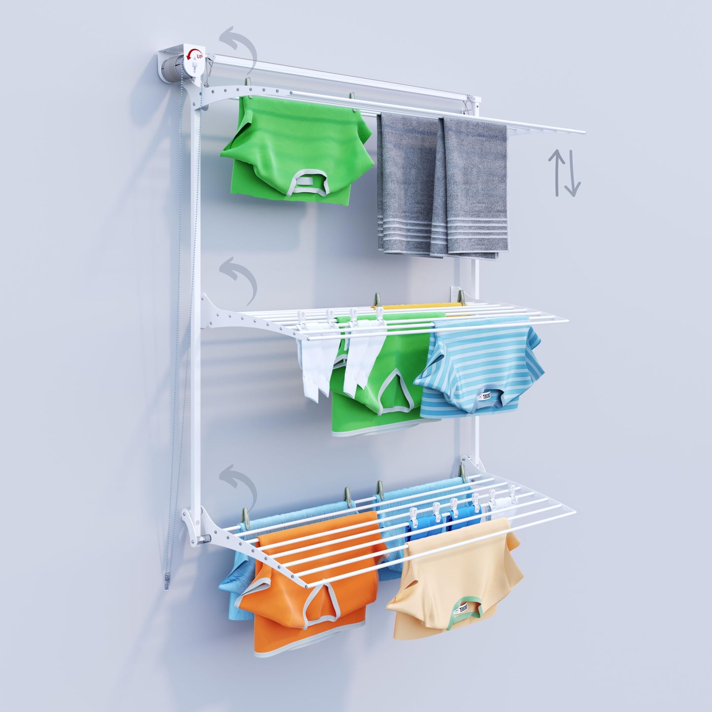 foxydry Tower Vertical Wall Airer - Wall Airer for Indoor and Outdoor Use (White, 128 cm / 50.4 in)