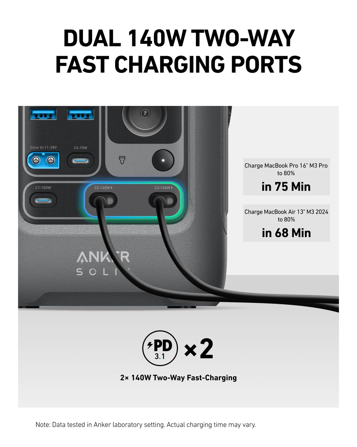 Anker SOLIX C300 DC Power Bank Station with Car Charging Cable, Outdoor 288Wh, Portable Power Station, LiFePO4 Battery, 300W Solar Generator, for Camping, Traveling, and Emergencies