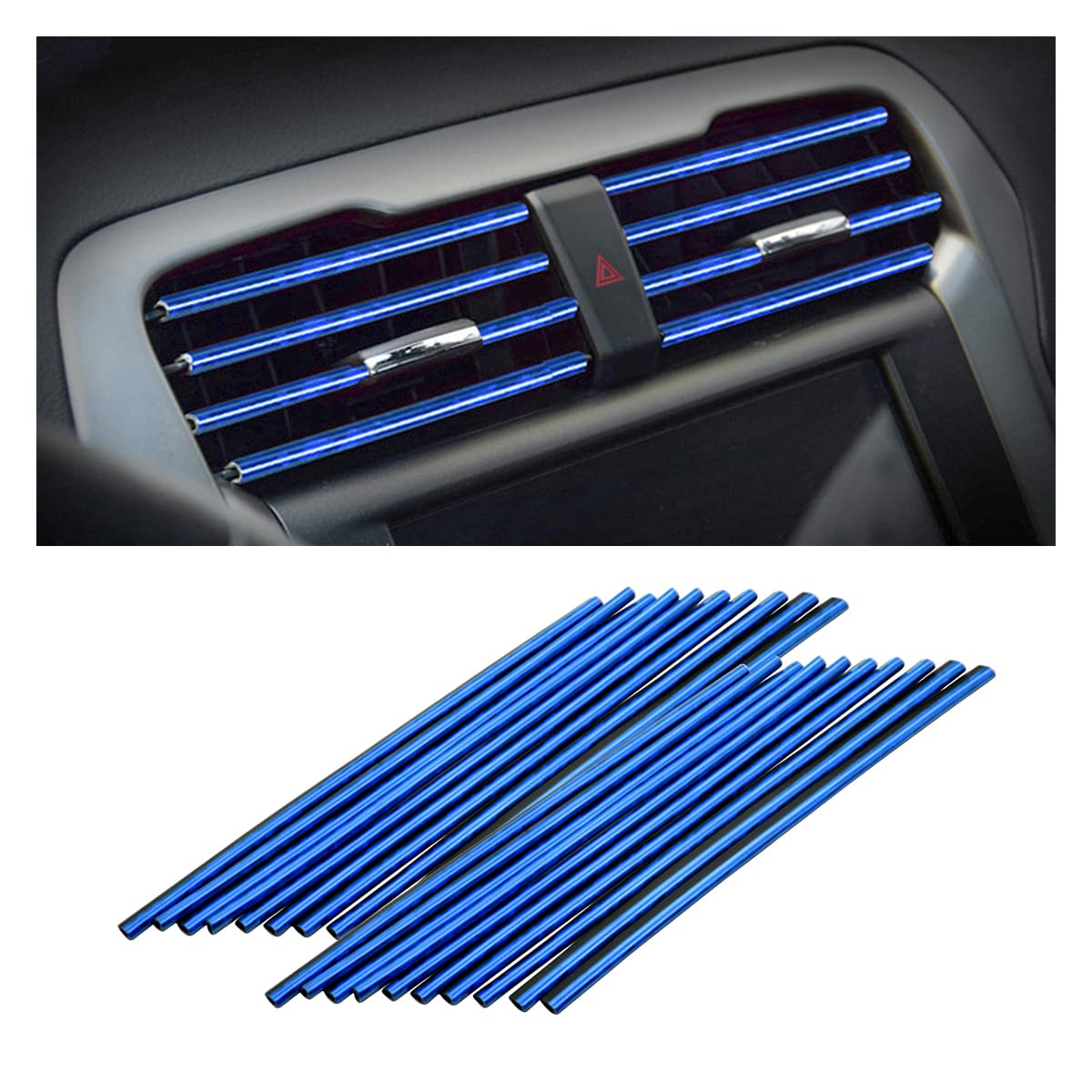 20 Pieces Car Air Conditioner Decoration Strip for Vent Outlet, Universal Waterproof Bendable Air Vent Outlet Trim Decoration, Suitable for Most Air Vent Outlet, Car Interior Accessories (Red)