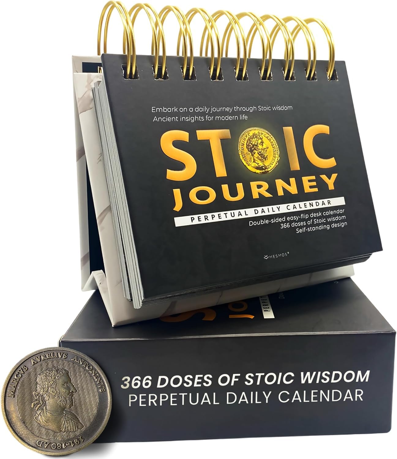 MESMOS 366 Daily Stoic Calendar, Administrative Professional Day Gifts, Inspirational Gifts for Men, Men's Gifts, Daily Affirmations Office Desk Decor for Men, Motivational Self Care Office Desk