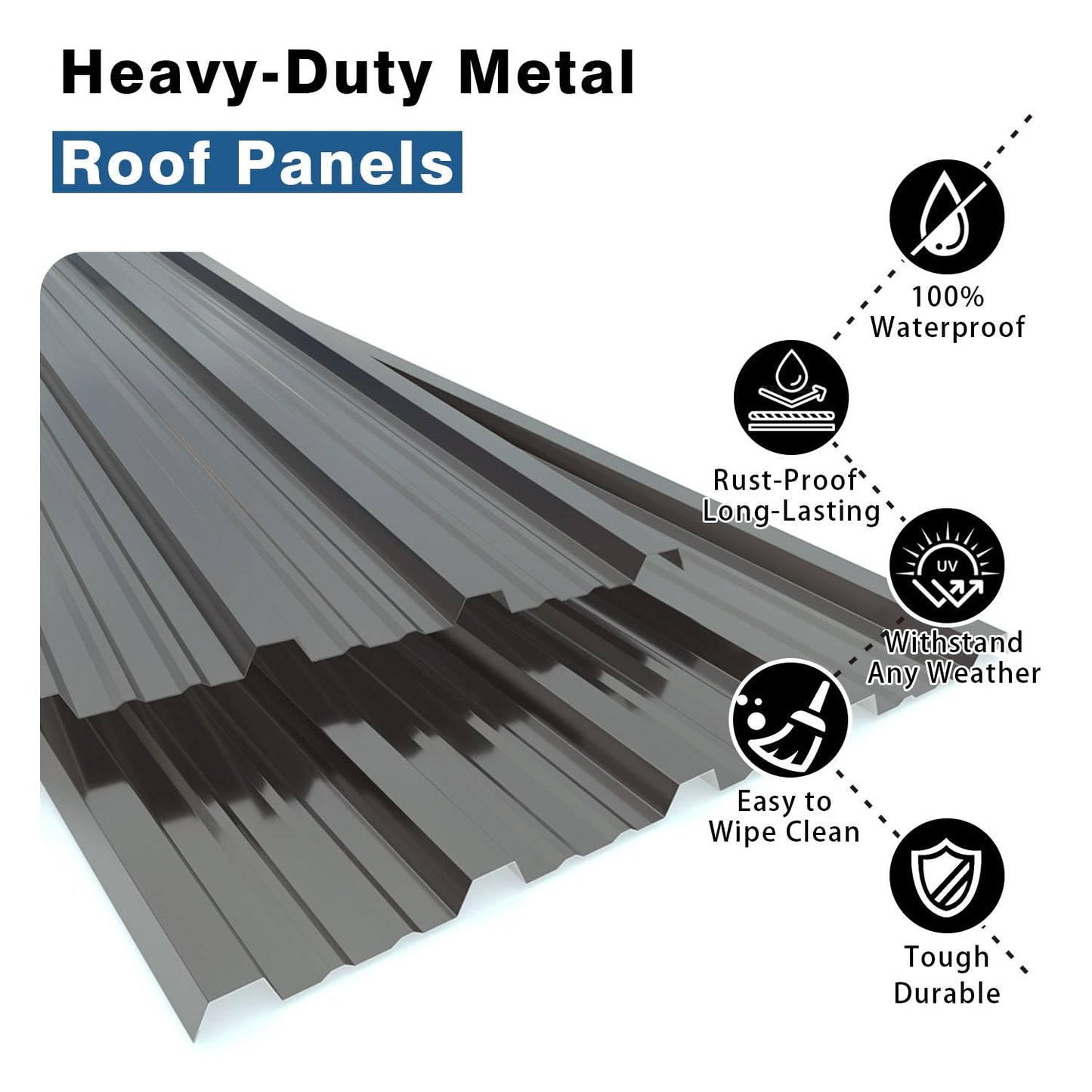 Vigo huseeo 20 PCS 112 sq.ft Metal Roofing Panels, 42.52" x 18.9" Corrugated Galvanized Roof Panels, Waterproof Siding Panels with 200 Pcs Screws for Garages, Sheds, Stables and Mobile Homes