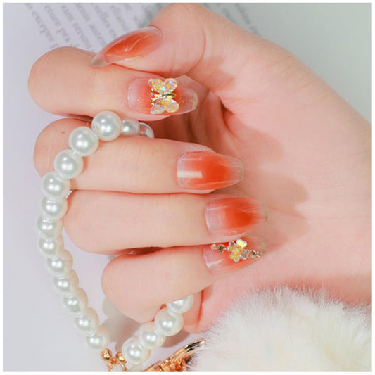 GALSPRO Short Press on Nails - Set of 24 Fake Nails with Designs in 12 Different Sizes for Perfect Fit, Cute False Nails Kit for Women with 0.07oz Nail Glue (SHINY GLAM COFFIN SHAPE, Short)