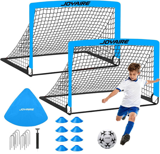 Soccer Goals for Backyard Set, Portable Kids Toddler Soccer Goal 2 of 4' x 3', Pop Up Soccer Net Soccer Training Equipment with Size 4 Soccer Ball, Carry Bag, Youth Games, Sports, Outdoor Play