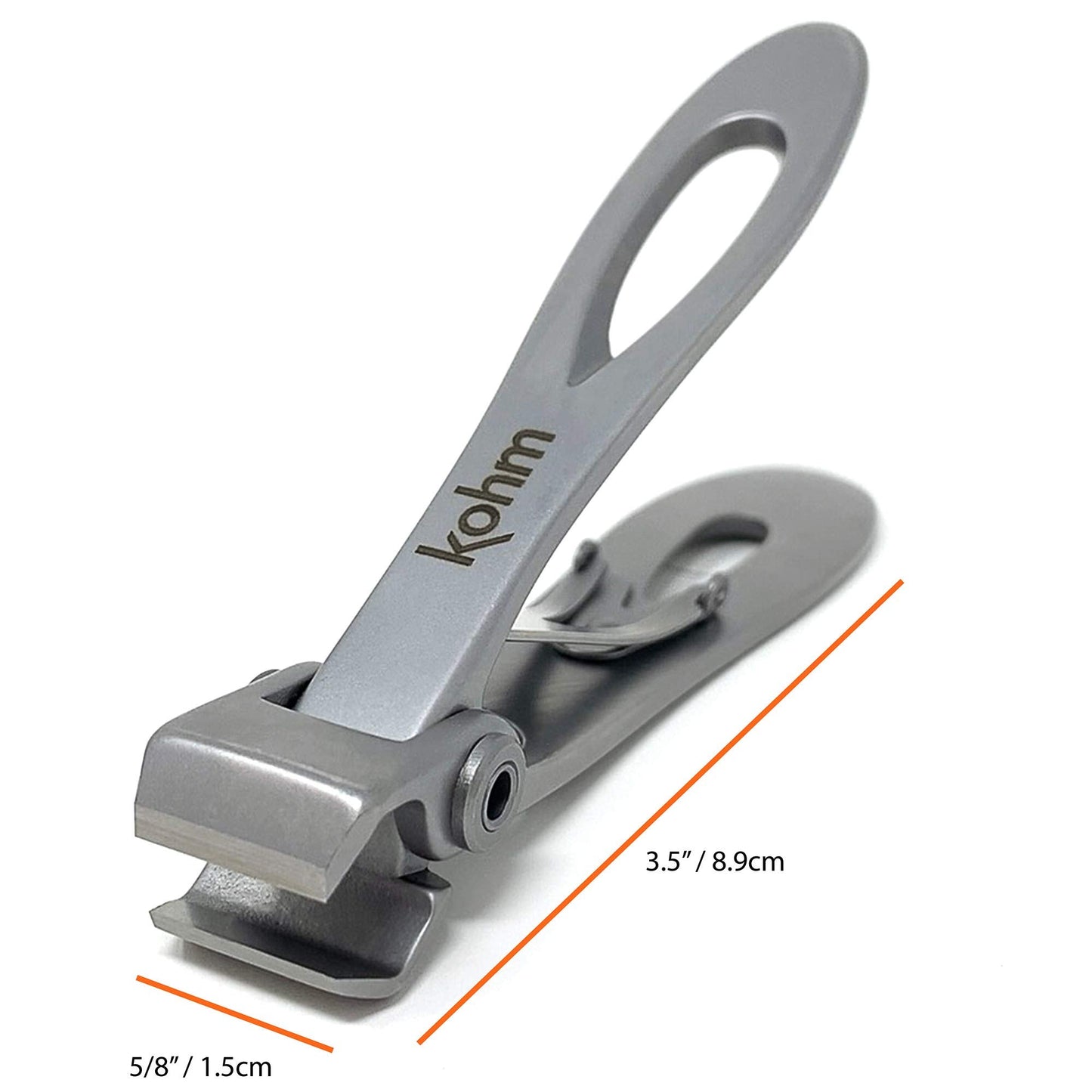 KOHM Nail Clippers + Ingrown Toenail Clippers for Thick Nails - Heavy Duty, Wide Mouth Professional Fingernail and Toenail Clippers for Men, Women & Seniors, Silver