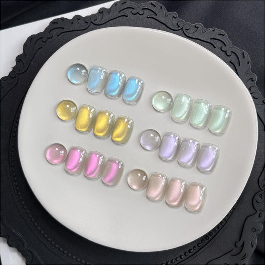 GAOY Cat Eye Gel Nail Polish Set, 6 Colors Glitter Blue Mermaid Holographic Translucent Cat Eye with Magnet, Soak Off UV Gel for Nail Art, Tears Gleam