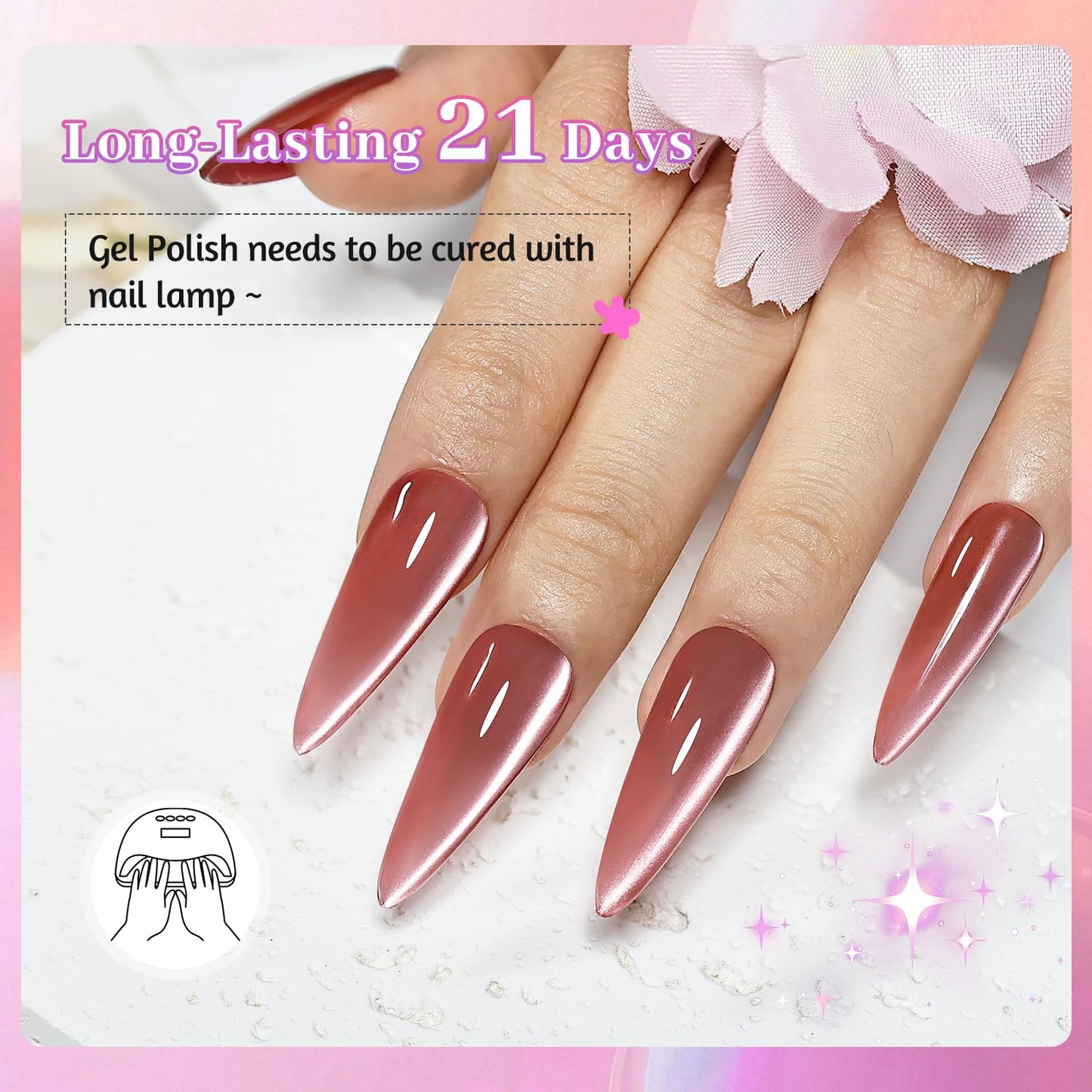 JODSONE 10 Colors Jelly Cat Eye Gel Nail Polish Set with Base Coat &Top Coat & Magnet Stick Purple Blue Pink Red Jelly Sweet Gentle Manicure DIY Nail Art