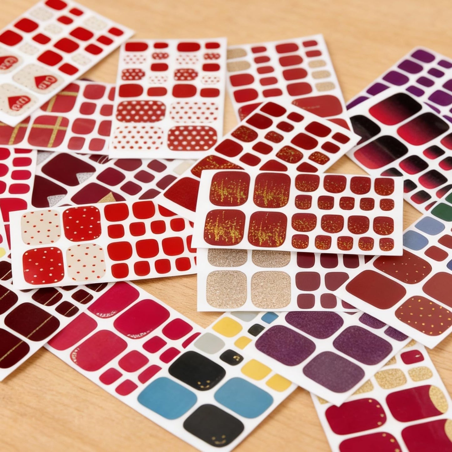 YECIRALA 20 Sheets 440 Pcs Toenail Stickers for Women Nail Art Wraps, Red Series Toe Nail Stickers Wraps for Toes Nail Polish Strips Stick On Nails Polish Stickers for Toenails Gel Nail Color Strips