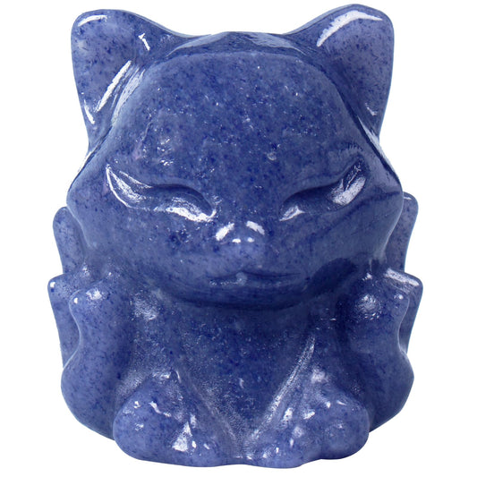 QLRSUXN Blue Aventurine Nine Tailed Fox Decor,2 Inch Healing Crystals Fox Statue,Lucky Guardian Pocket Fox Figurines as Women’s Gifts,Fox Figurine for Office Home Decor and Ornament.