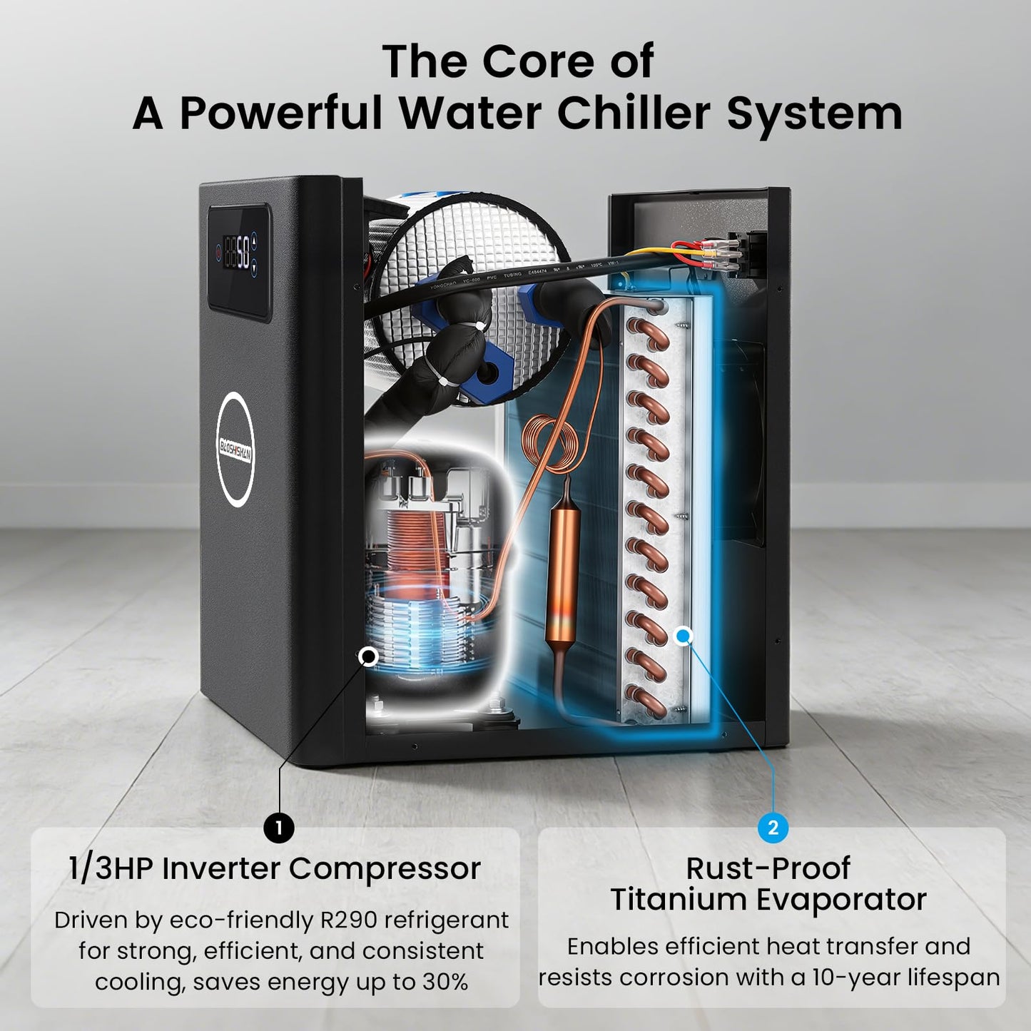 BAOSHISHAN Cold Plunge Chiller, 1/3 HP Ice Bath Chiller, Fast Cooling to 50F, Easy Setup with Pre-Assembled Pump & 20 Micron Filter, Ultimate Muscle Recovery System 110V
