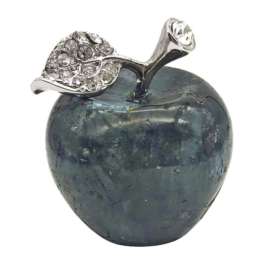 Fekuar Neyisaa Black Labradorite Crystal Apple Decor, Healing Crystals Pocket Stone Fruit Figurine Craft Home Decoration 30mm