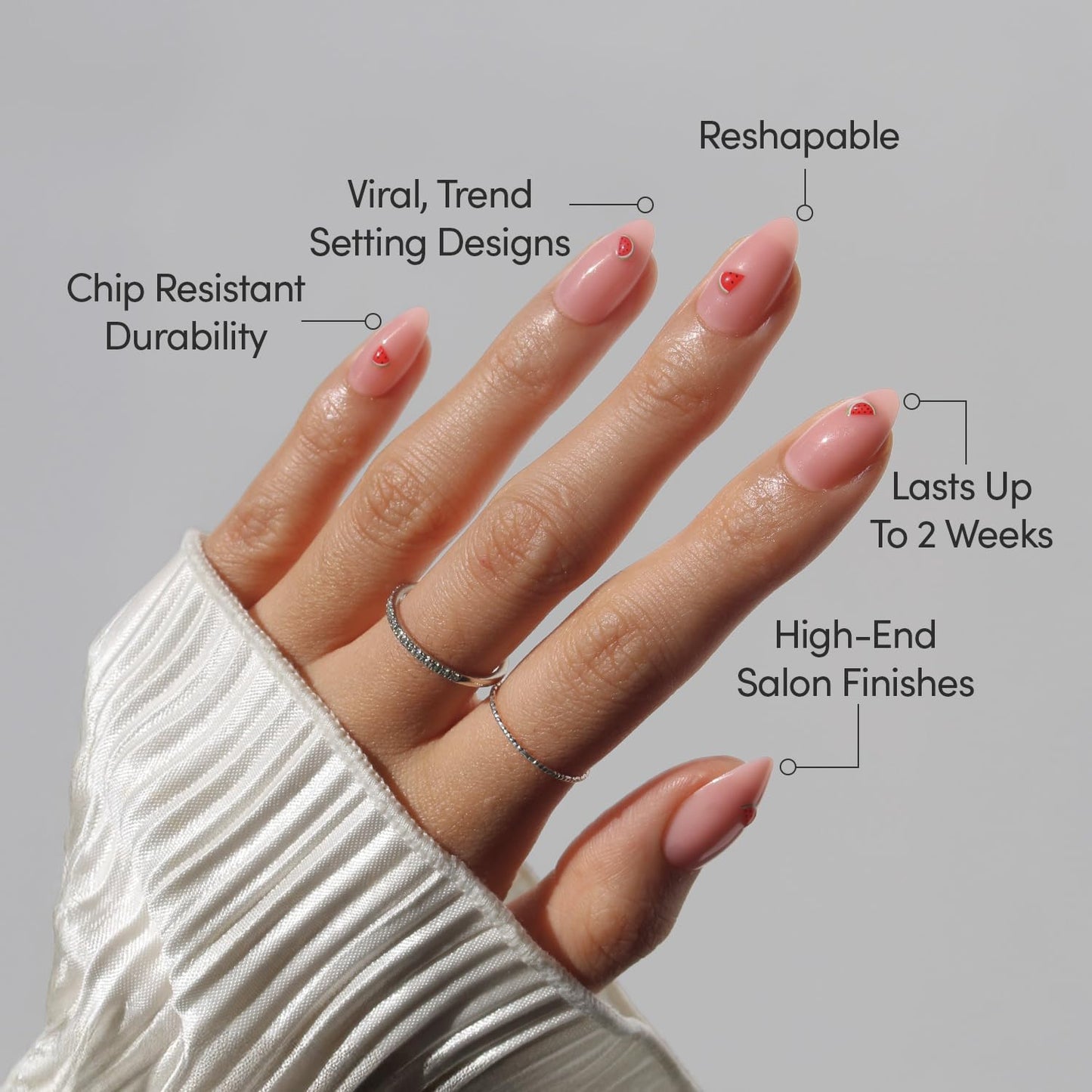 Glamnetic Press-On Nails Bundle - Happy Hour Duo | 2 Short Oval & Almond Fake Nails with Playful Drink-Inspired Accents | Glossy Cafe-Inspired Designs | Durable, Salon-Quality Nail Kits