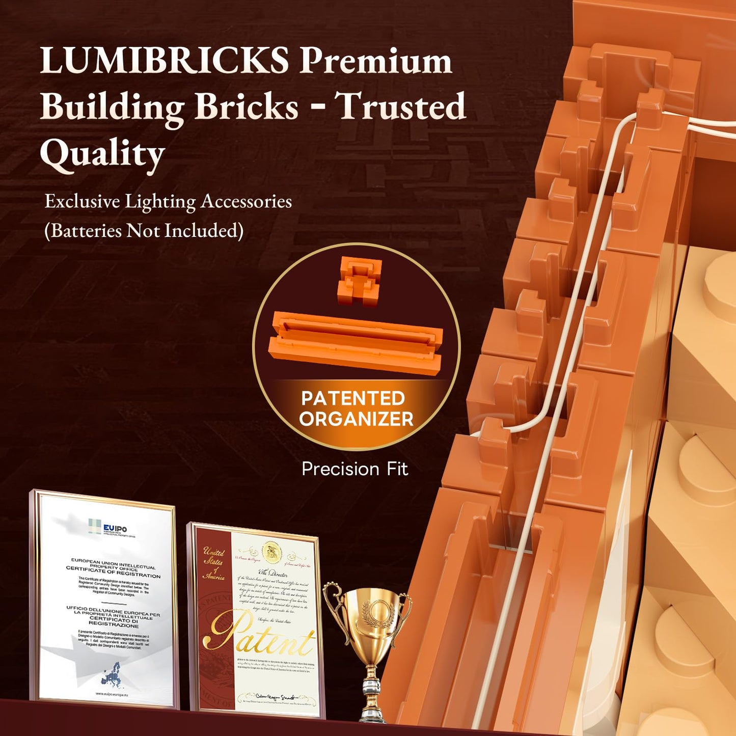 LUMIBRICKS Redbrick Row House Lighting Building Bricks Set - City Town LED Light Modular Construction Model Collection Display Kit with Minifigures 2663 Pcs for Adults & Teens