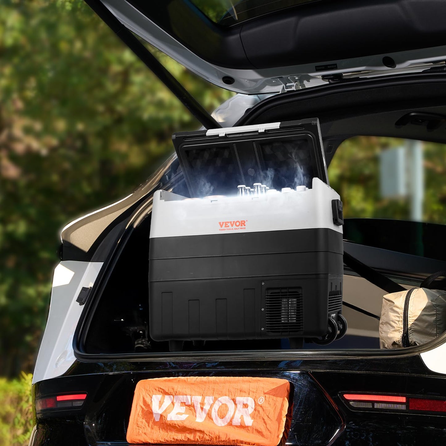 VEVOR Car Refrigerator, 12 Volt Car Refrigerator Fridge, 58 QT/55 L Dual Zone Portable Freezer, -4℉-50℉ Adjustable Range, 12/24V DC and 100-240V AC Compressor Cooler for Outdoor, Camping, Travel, RV