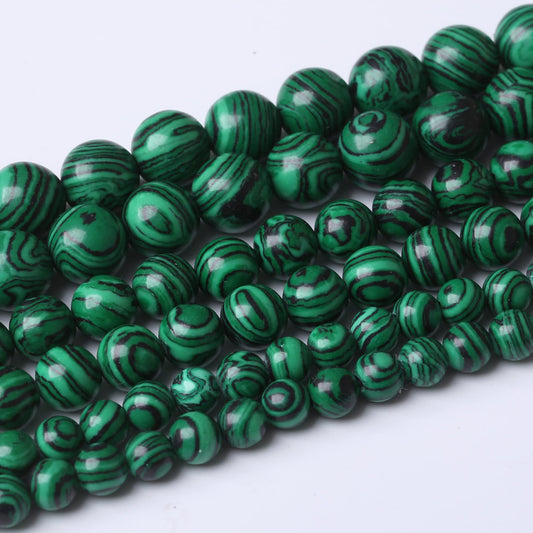 10MM Green Malachite Round Loose Beads Natural Gem Beads Crystal Energy Stone Beads for Jewelry Making DIY Bracelet Necklace