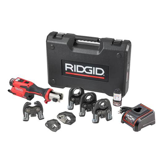 RIDGID 78228 RP 251 Compact Press Tool Battery Kit with (1/2" to 1") MegaPress Jaws and (1/2" to 3/4") Rings with C1 Actuator, In-Line Pressing Tool for Copper, Stainless Steel, PEX, and Carbon Steel