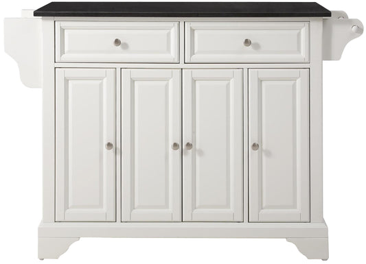 Crosley Furniture LaFayette Granite Top Rolling Kitchen Island Storage Cart, Microwave Stand, Spice Rack, White