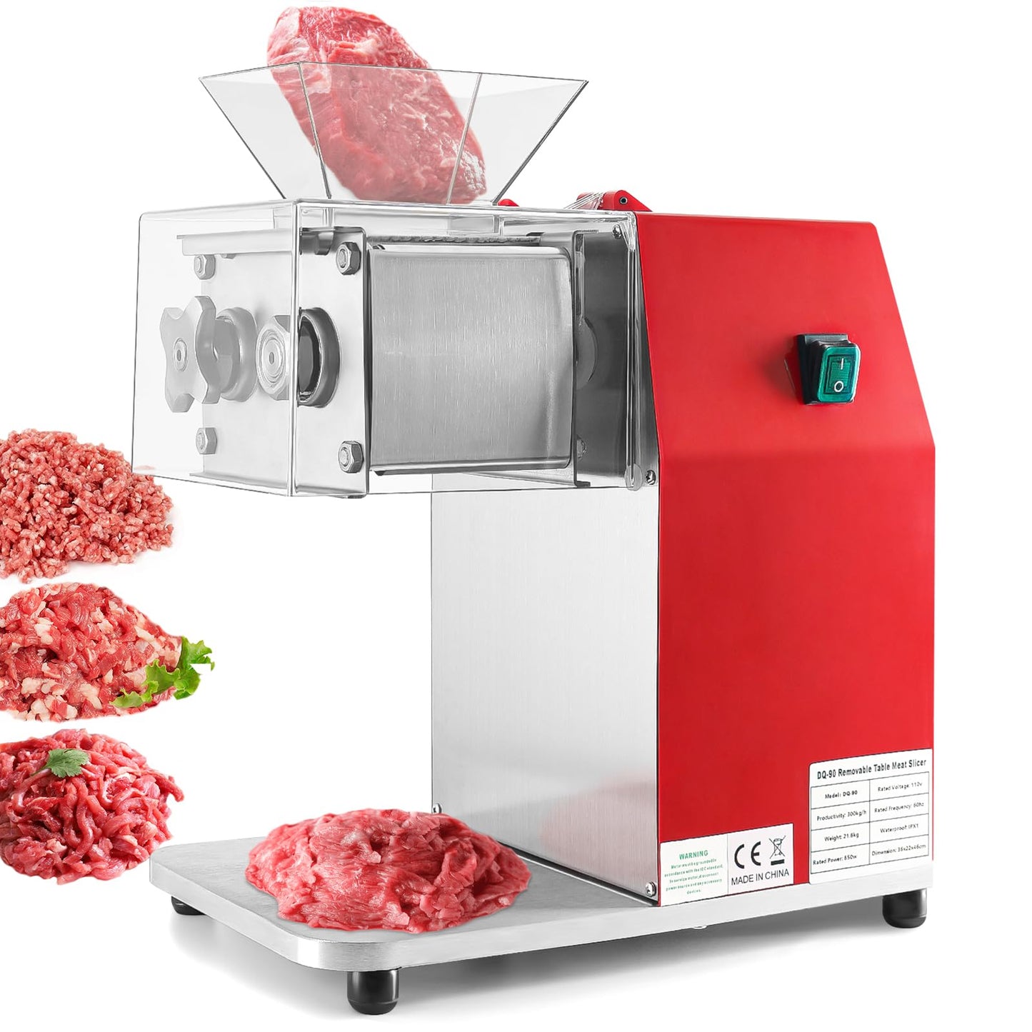 ARLUMA Meat Cutter Machine,850W Commercial Meat Cutting Machine Electric Stainless Steel Meat Slicer for Home Kitchen, Restaurant, Supermarket (8MM)