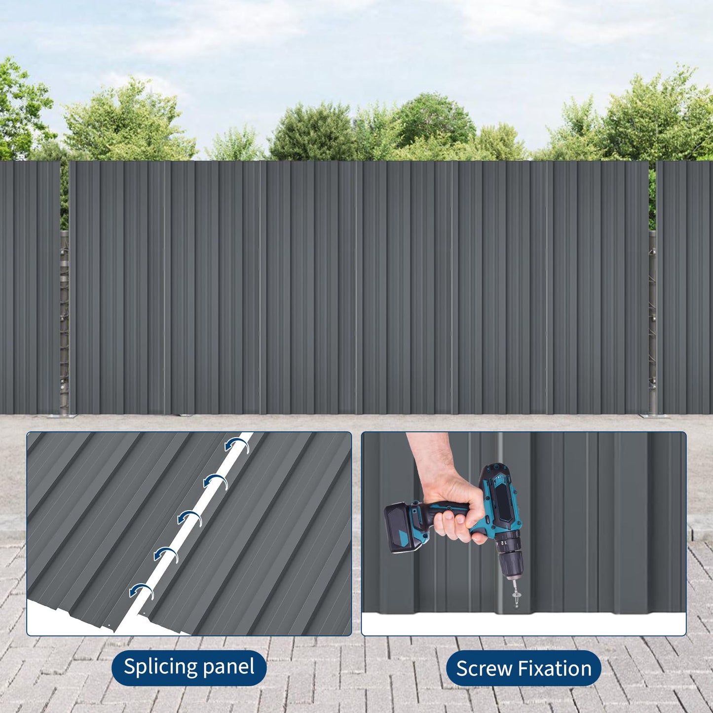 GarveeLife 20Pcs Metal Roofing Panels for Carport, Heavy Duty Metal Carport Kits, Galvanized Steel Corrugated Panels, for Patio Outdoor Garden, 42.52 in x 16.77 in