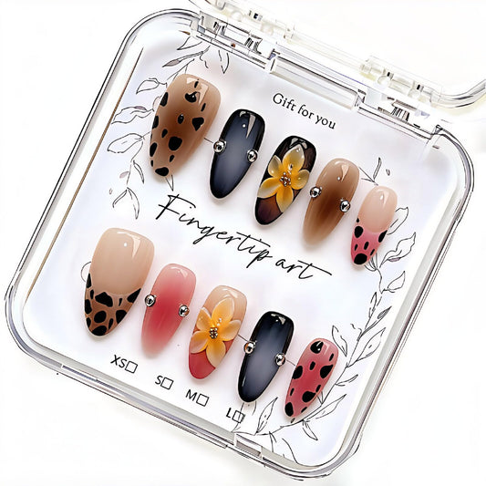 Handmade Press on Nails Medium Almond Fake Nails,Gold Metal Fake Nails Thickened Acrylic False Nail Full Cover Pink White French Tips Stick on Nail for Women(Size M)