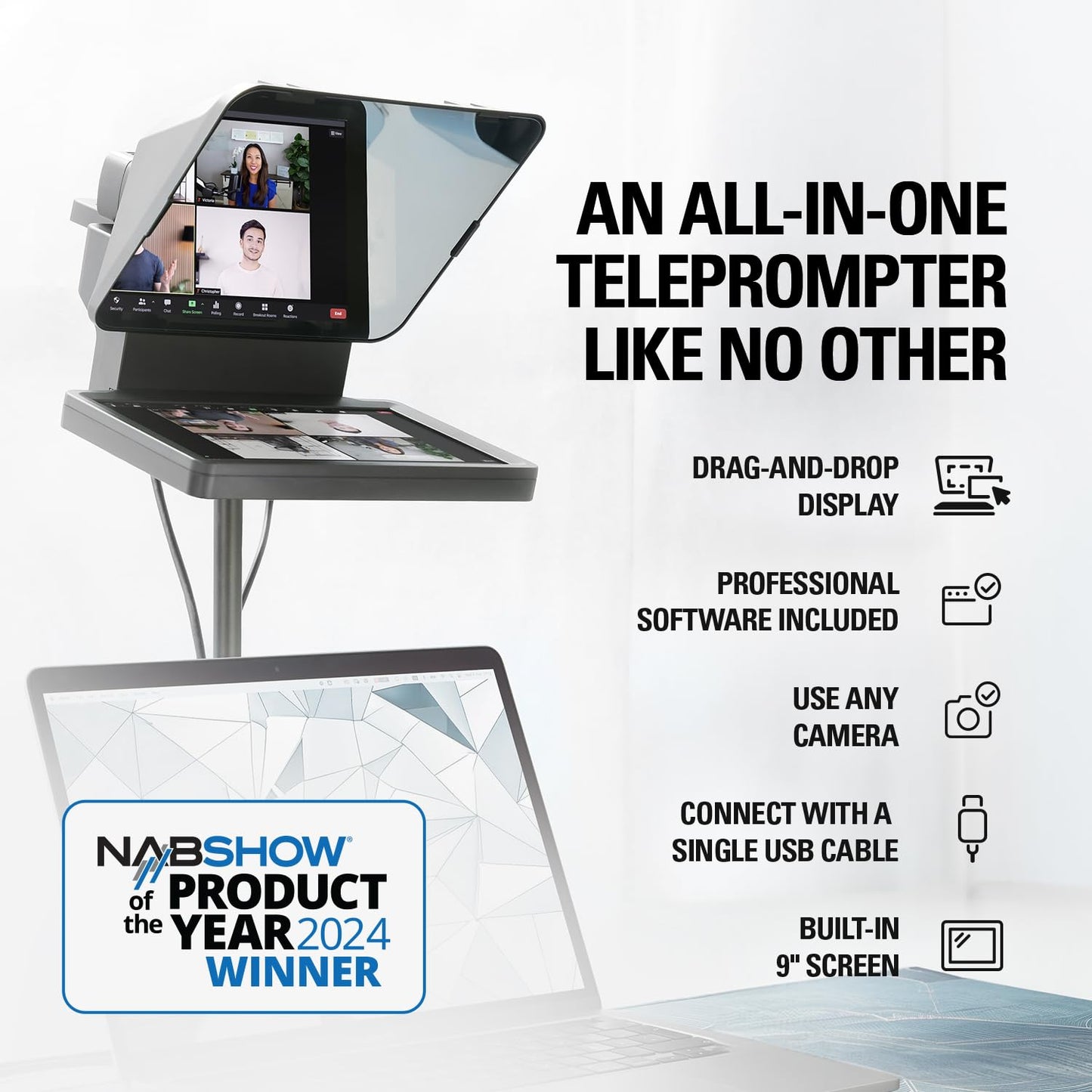 Elgato Prompter Camera Set - Premium Teleprompter with Full HD Webcam, HDR Enabled, Perfect for Streaming, Presenting, Video Calls, Compatible with OBS, Zoom, Teams, and More, Works with PC/Mac