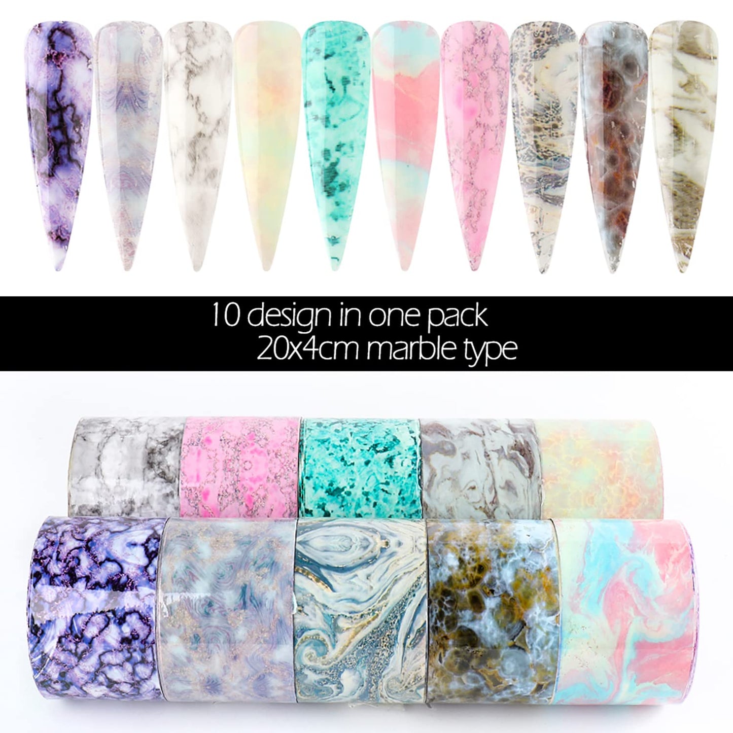 Marbling Holographic Nail Foil Stickers, Marble Polish Sheets Sky Starry Paper Foils for Nail Glue Polish, Women Manicure Film Decorations
