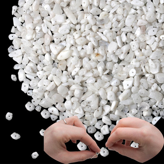 XIANNVXI Moonstone Beads, Natural Chip Stone Beads 400Pcs Crystal Bead 5-8mm Irregular Healing Crystal Loose Rocks for DIY Jewelry Making