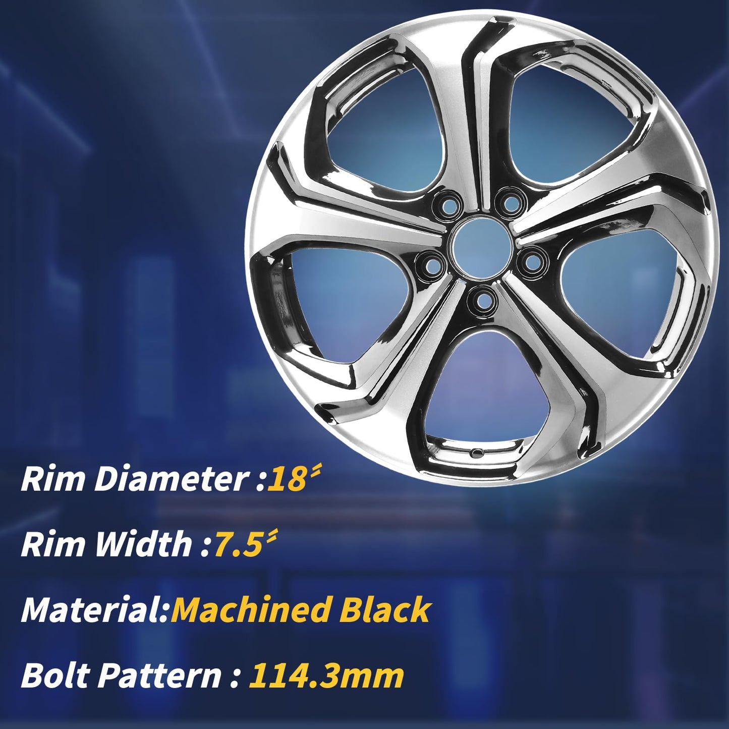 LUNEGUE 18" NEW Single 18X7.5 18 Inch Black Wheel Rims Fit For 2014 2015 Honda Civic OEM Design Replacement Rim