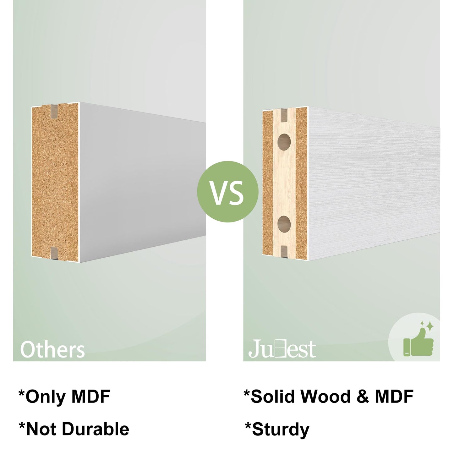 JUBEST Pocket Door 30"x80", 1-Panel Mirrored Sliding Pocket Door with Soft Close Hardware Kit, Sturdy Solid Wood & MDF with Water-Proof PVC Surface, No Assembly Required, White