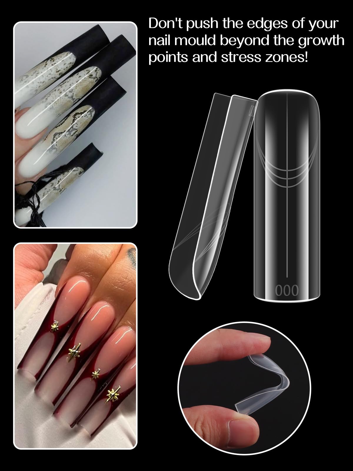 TOROKOM Poly Nail Gel Dual Nail Forms, 150 PCS Poly Nail Gel Square Structure Nail Molds for Builder Gel Poly Extension Gel Nail Art Design Salon&DIY