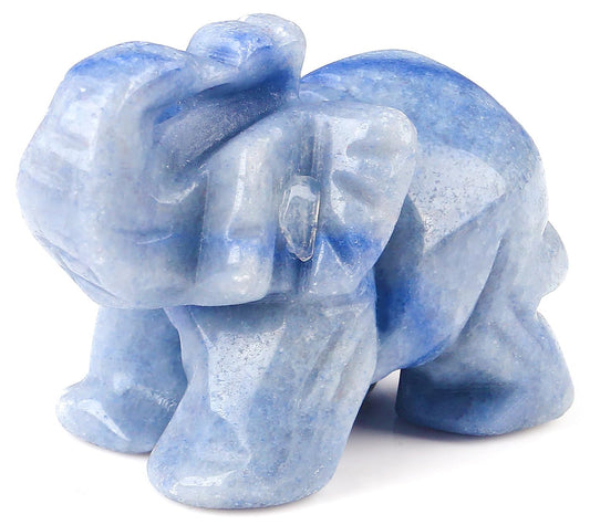QINJIEJIE Blue Aventurine Crystals Elephant Decor Cute Desk Stones Polished Figurine Natural Gemstones Luck Decoration Home Room Office Pocket Hippie Decor Meditation Spiritual Gift for Women