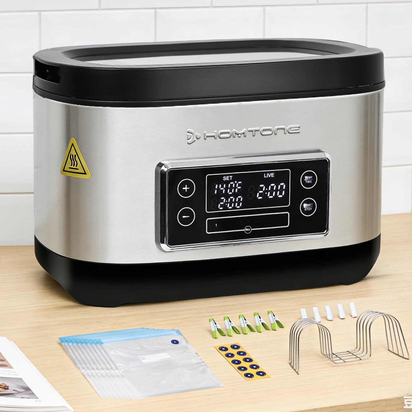 Homtone 8 Quart Sous Vide, Temperature Control Sous Vide Cooker with Timer, Stainless Steel Sousvide for Steak/Seafood/Vegetables, Suveed Cooking Machine Precision Steak Cooker with Vacuum Bags