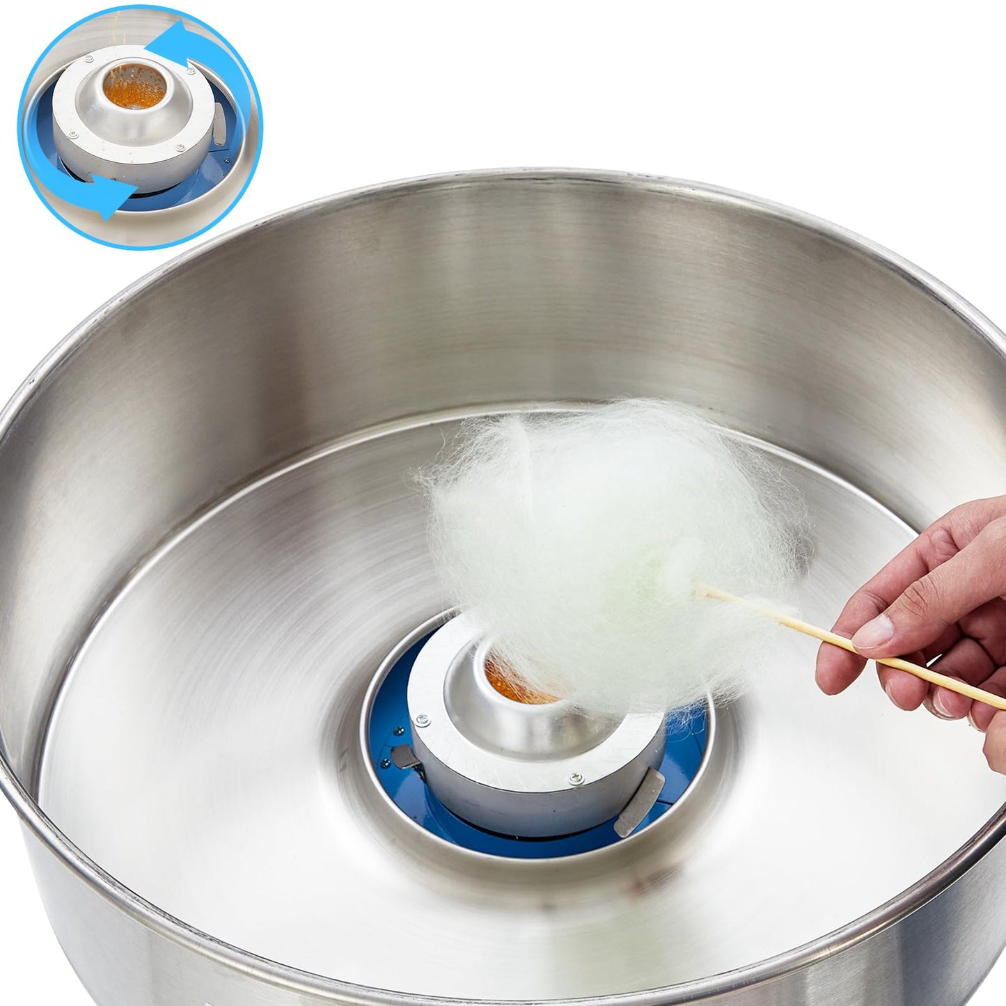 GarveeTech Electric Cotton Candy Machine With Bubble Cover - 1000W Commercial Floss Maker, Stainless Steel Bowl, Sugar Scoop, Drawer, Pink, Ideal for Home & Parties, Blue(no cover)