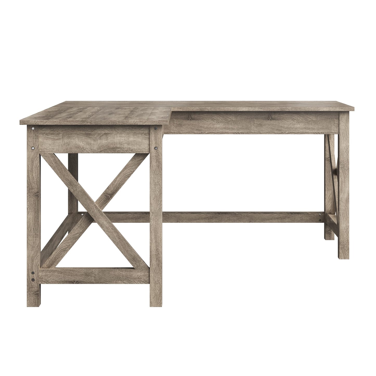 Lavish Home Computer Desk - L-Shaped Desk with X-Pattern Legs - for Office, Computer, or Craft Table - Desks for Home Office (Light Gray Wood Finish)
