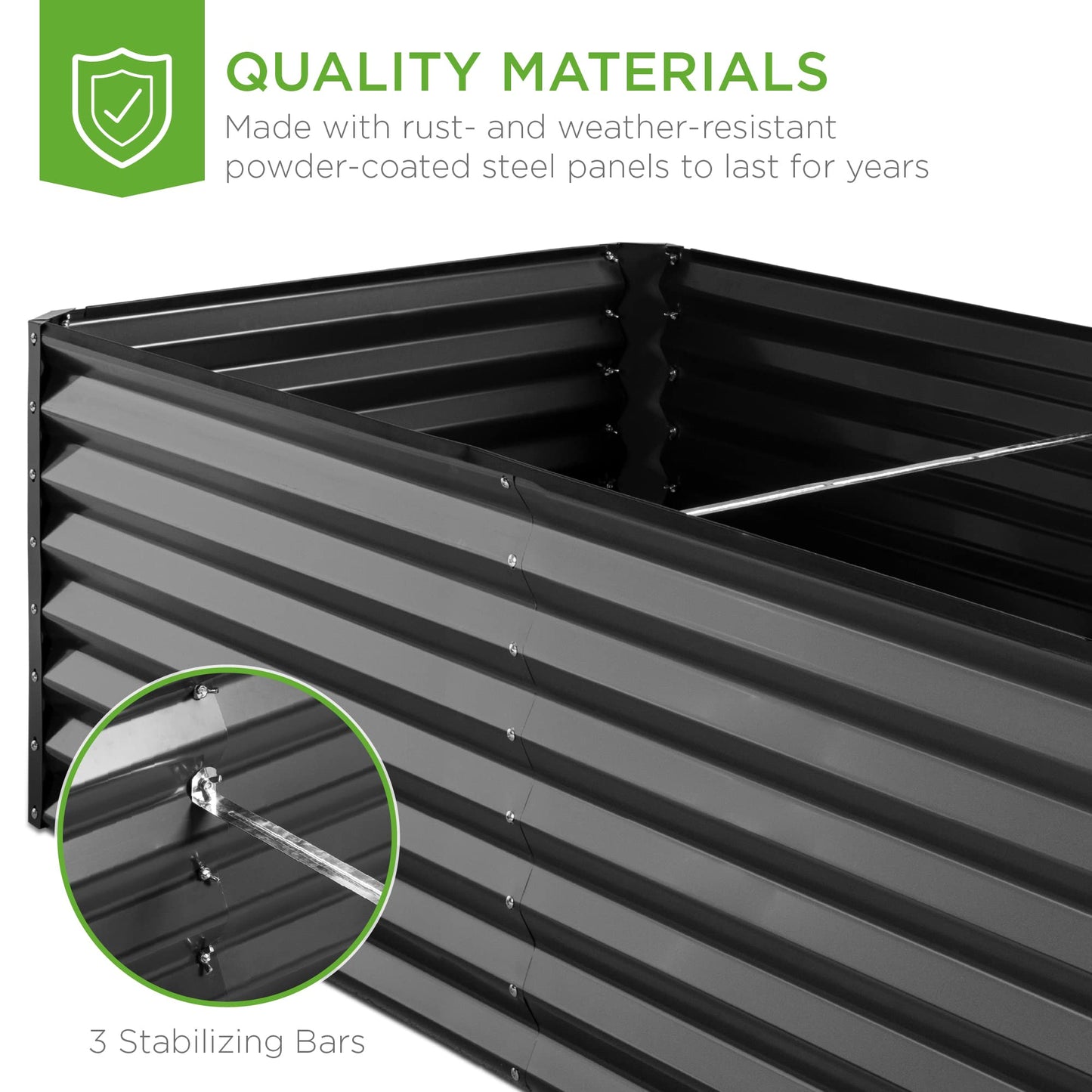 Best Choice Products 8x4x2ft Outdoor Metal Raised Garden Bed, Deep Root Planter Box for Vegetables, Herbs & Flowers, 478-Gallon Capacity, 100% Non Toxic Materials - Gray