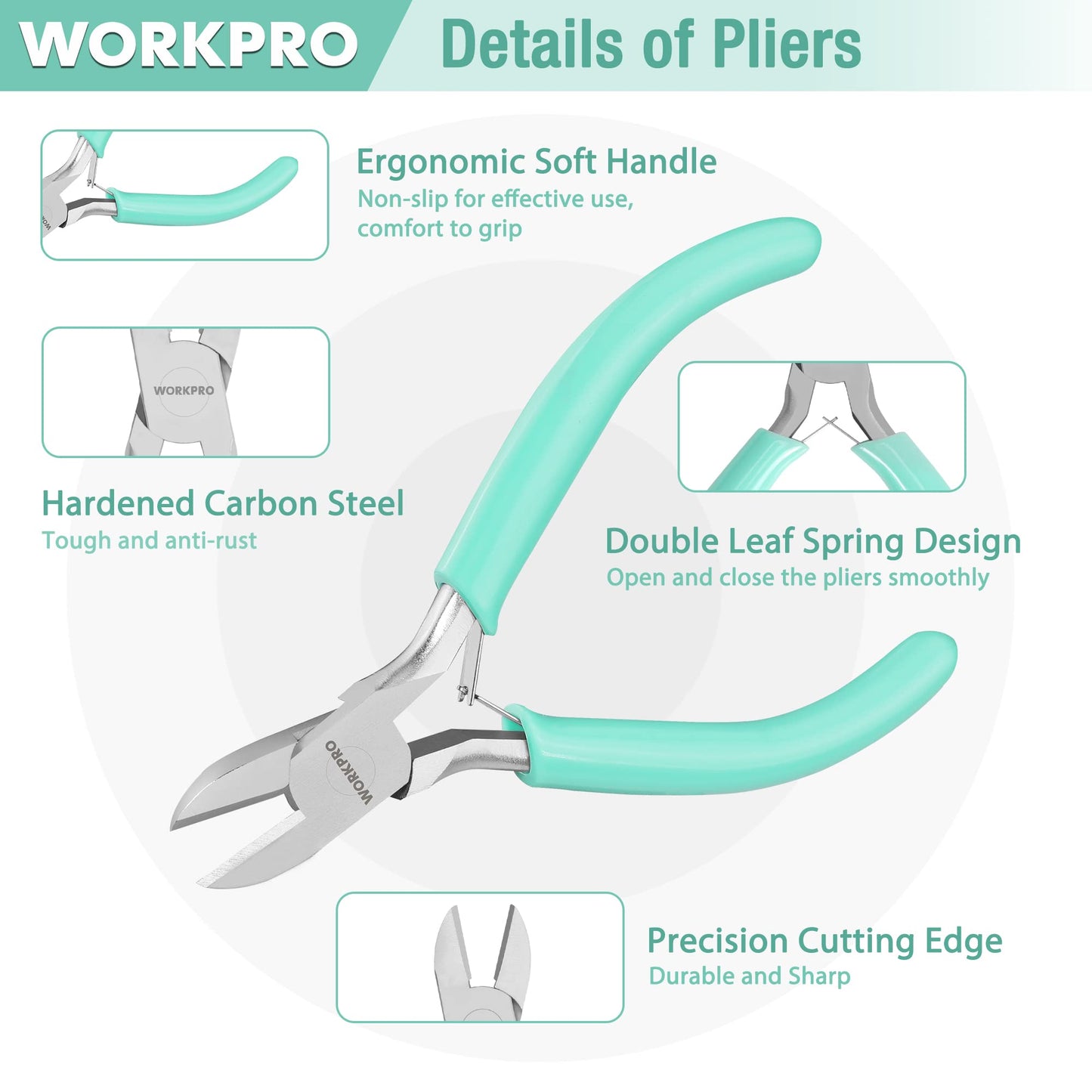WORKPRO Jewelry Pliers Set, 3 Pack Jewelry Making Tool Kit Includes Mini Needle Nose Plier/Chain Nose Plier, Round Nose Plier and Wire Cutter for Jewelry Repair, DIY Crafts, Jewelry Making Supplies